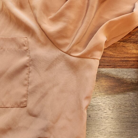 Classy Nine West Shiny Button Down Dress Shirt Top Coral Orange Pastel Large - Picture 5 of 10